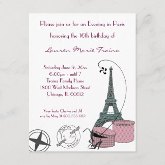 Una noche en la invitación de la fiesta de París