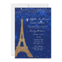 Una noche en París dulce dieciséis invitaciones