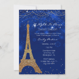 Una noche en París dulce dieciséis invitaciones