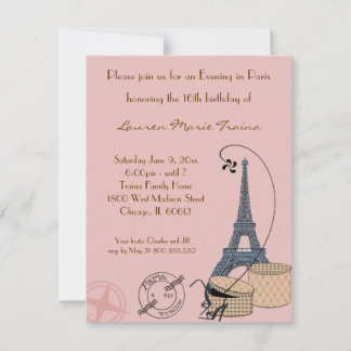 Una noche en París Invitación de la fiesta Beige