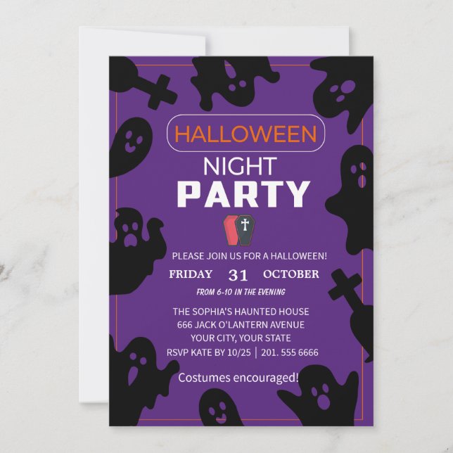 Una noche espeluznante con fantasmas - Invitación  (Anverso)