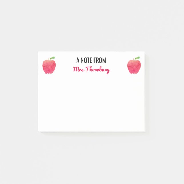 Una nota de las manzanas rojas del profesor lindas (Anverso)