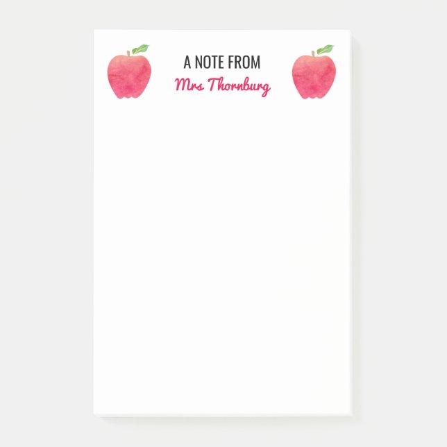 Una nota de manzanas rojas personalizadas profesor (Anverso)