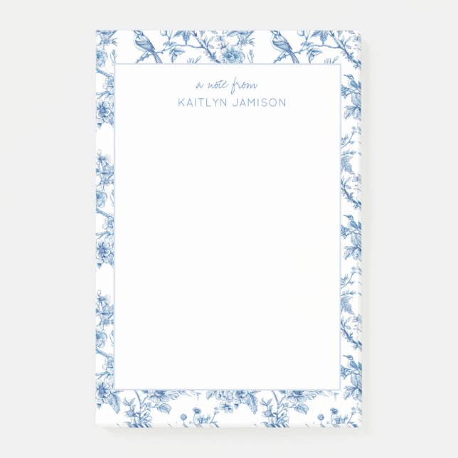 Una nota de | Nota floral de Chinoiserie azul (Anverso)