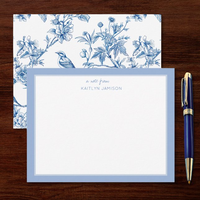 Una nota de | Nota floral de Chinoiserie azul (Subido por el creador)