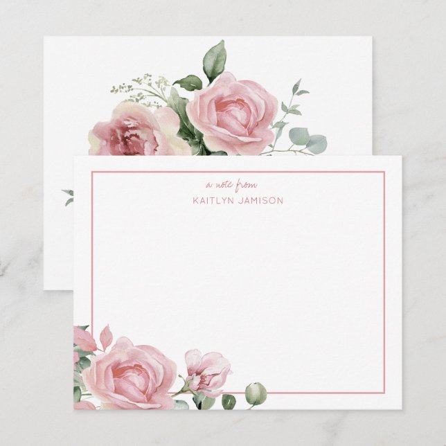 Una nota de | Nota floral de rosa rosa (Anverso / Reverso)