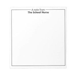 Una nota del Bloc de notas de la enfermera escolar