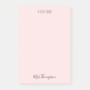 Una Nota Del Profesor Rubor Pink Name Post It Note
