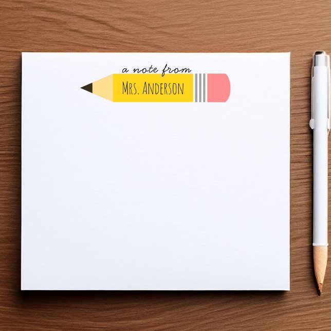 Una nota del profesor Tema del lápiz (A Note from the Teacher Appreciation Gift Personalized)