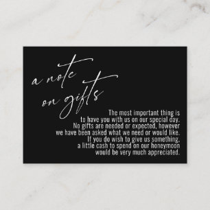Una nota sobre los regalos Boda moderno de escritu
