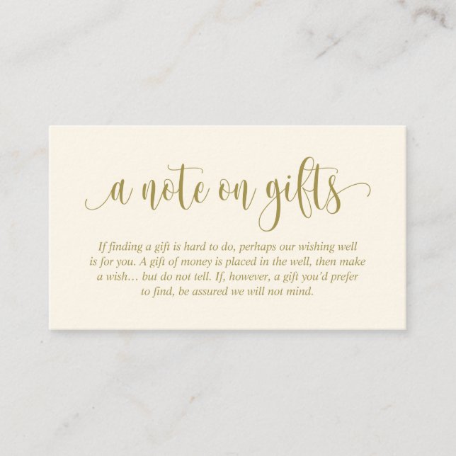 Una Nota Sobre Regalos De Boda, Guión Elegante Mod (Anverso)