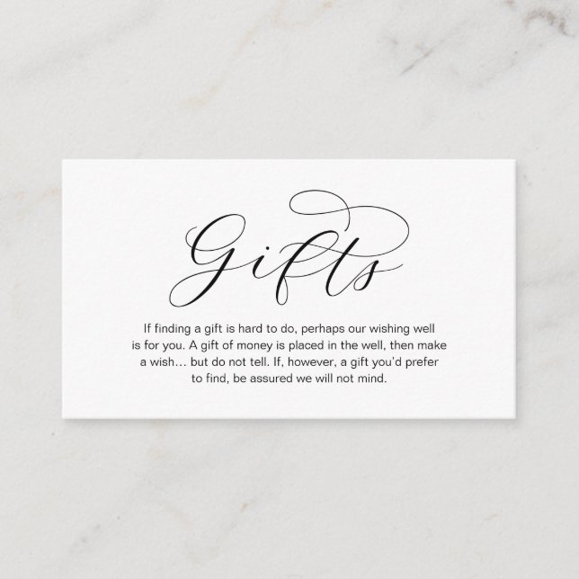 Una Nota Sobre Regalos De Boda, Hermosa Elegancia  (Anverso)