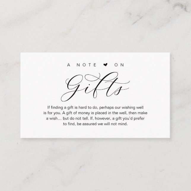 Una Nota Sobre Regalos De Boda, Hermosa Elegancia  (Anverso)