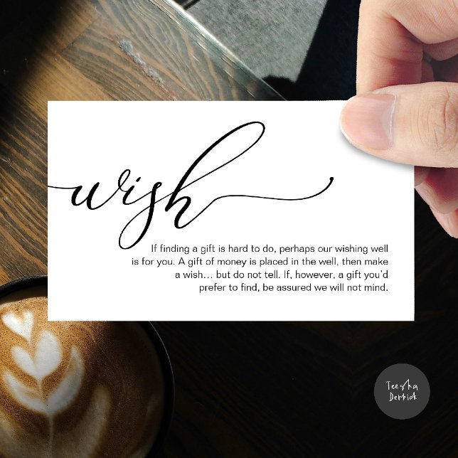 Una nota sobre regalos, fondos de luna de miel (A note on gifts, honeymoon wish fund cash wish enclosure card in black white)