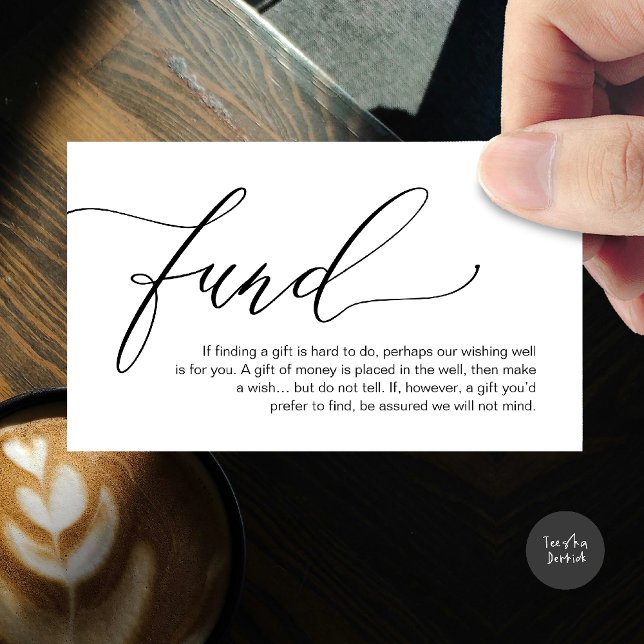 Una nota sobre regalos, fondos de luna de miel (A note on gifts, honeymoon wish fund cash wish enclosure card in black white)