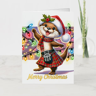 Una nutria festiva escocesa de Navidad
