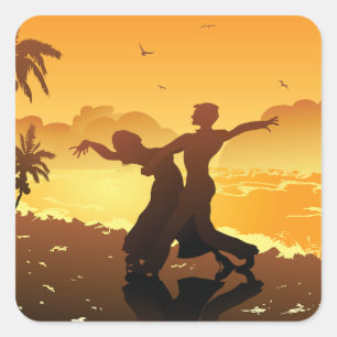 Una Pareja Bailando En Los Pegatinas De La Playa