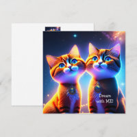 Una pareja de gatos bajo el cielo estrellado -