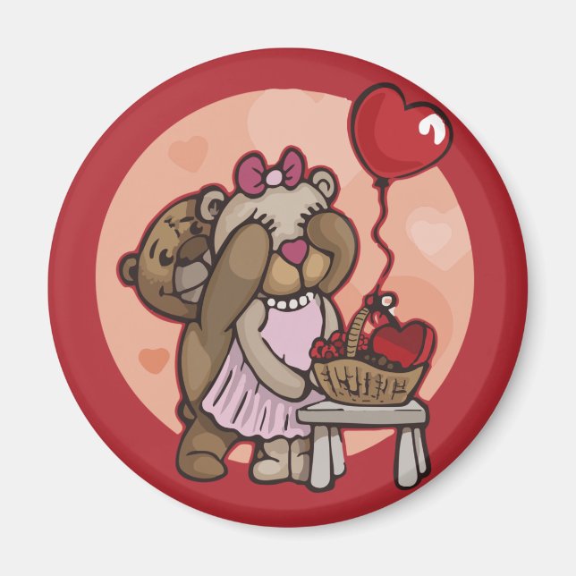 Una pareja de peluche con imán rojo (Frente)