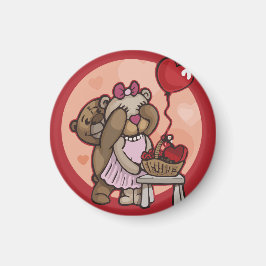 Una pareja de peluche con imán rojo