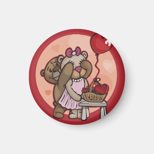 Una pareja de peluche con imán rojo (Frente)