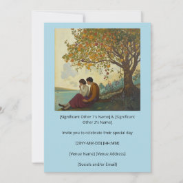 Una pareja romántica bajo la invitación de un árbo