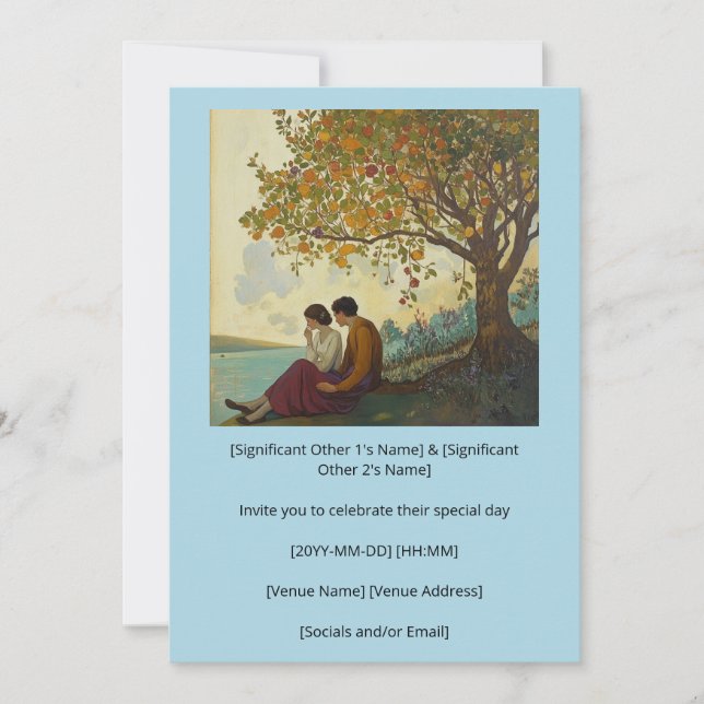 Una pareja romántica bajo una invitación de árbol  (Anverso)