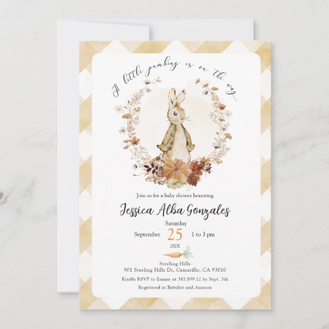 Una pequeña calabaza está en camino invitación par (Anverso)