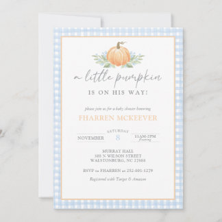 Una pequeña calabaza | Gingham | Invitación de Bab