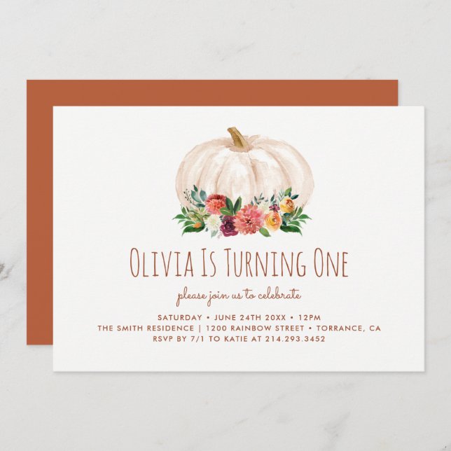 Una pequeña calabaza Invitación de cumpleaños (Anverso / Reverso)