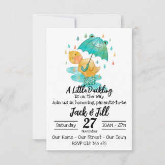Una pequeña cría de pato está en camino invitación