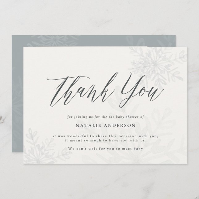 Una pequeña ducha de bebé con copos de nieve, tarj (Anverso / Reverso)