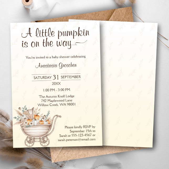 Una pequeña invitación a Baby Shower de Boho de ca (A Little Pumpkin Is On The Way Baby Shower Invitation)
