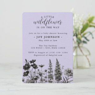 Una pequeña invitación a Baby Shower de flores sil
