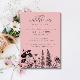 Una pequeña invitación a Baby Shower de flores sil