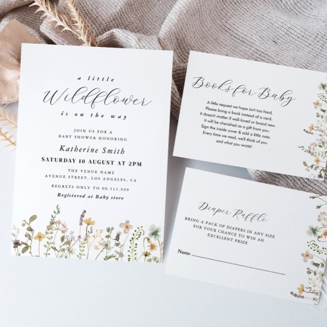 Una pequeña invitación a Baby Shower de flores sil (Subido por el creador)