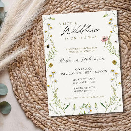 Una pequeña invitación a Baby Shower de flores sil