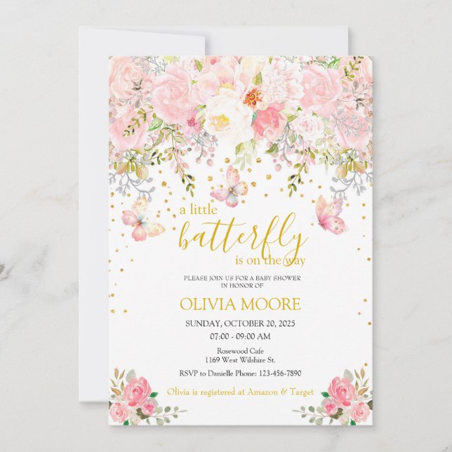 Una pequeña invitación a la ducha de una mariposa (Anverso)