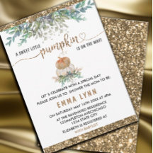 Una pequeña invitación de Baby Shower a la calabaz