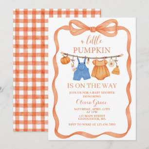 Una pequeña invitación de baby shower de calabaza 