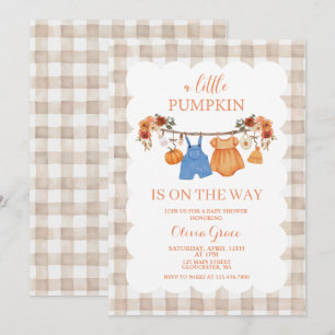 Una pequeña invitación de baby shower de calabaza 