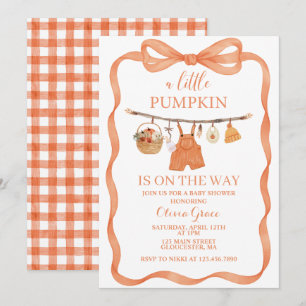 Una pequeña invitación de baby shower de calabaza 