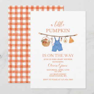 Una pequeña invitación de baby shower de calabaza