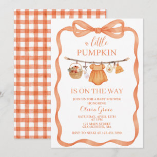 Una pequeña invitación de baby shower de calabaza 