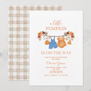 Una pequeña invitación de baby shower de calabaza 