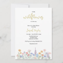 Una pequeña invitación de Baby Shower de flor silv