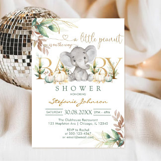 Una pequeña invitación de baby shower de maní