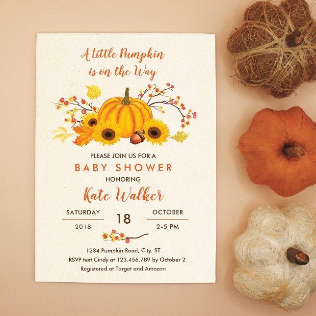 Una pequeña invitación de calabaza a Baby Shower (Subido por el creador)