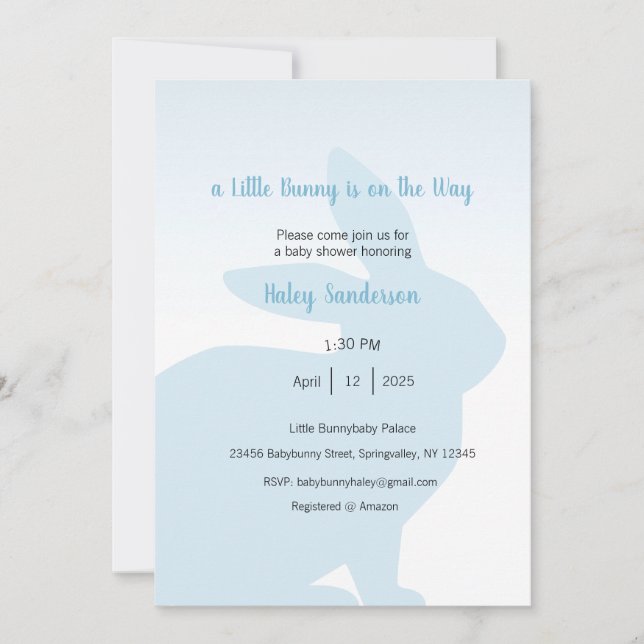 Una pequeña invitación de conejito en camino (Anverso)