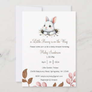 Una pequeña invitación de conejito en camino, bebé